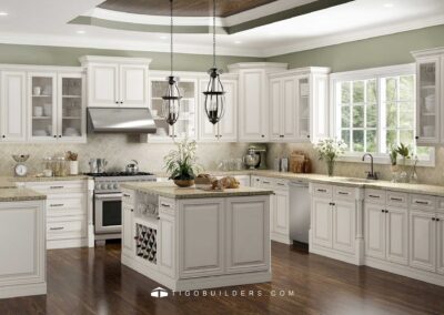 Kitchen U-shape Small Island Door Style Casselberry White